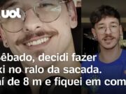 Jovem bêbado cai de 8 metros de altura após fazer xixi no ralo da sacada; veja