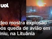 Avião cai em cima de casa perto de aeroporto na Lituânia; vídeo flagra momento