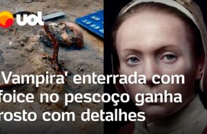 ‘Vampira’ de 400 anos enterrada com foice ganha rosto por meio de reconstrução facial