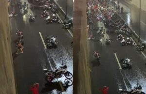 Vídeos: Motoqueiros promovem arruaça e são surpreendidos pela PM em Cuiabá