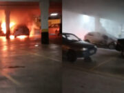 Vídeo: homem incendeia carro em estacionamento de mercado em MT