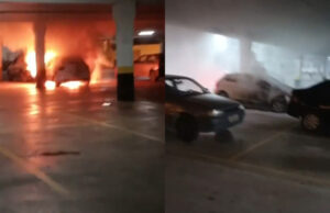Vídeo: homem incendeia carro em estacionamento de mercado em MT