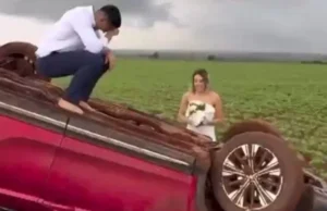 Noiva fala sobre carro que capotou a caminho de sessão de fotos; veja