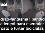 Ladrão usa lençol para esconder o rosto e furtar bicicletas de uma casa no Rio de Janeiro; veja