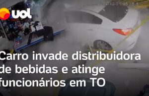 Carro invade distribuidora de bebidas em alta velocidade e atinge funcionários em Tocantins