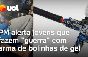 Policial alerta jovens que usam arma de bolinhas de gel no Rio; veja