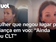 Mulher que negou lugar para criança em voo fala sobre ocorrido e brinca: ‘Sou CLT’