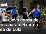 Mulher leva coroa de flores de enterro para a casa de Lula em São Paulo e é levada pela PF
