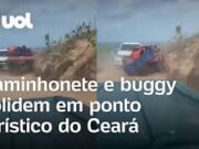 Caminhonete e buggy colidem nas dunas de Aracati, no Ceará; veja