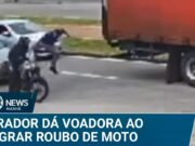 Morador dá voadora e impede fuga de ladrão de moto em SP; veja