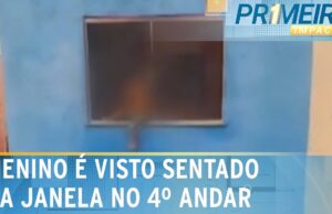 Menino de três anos é flagrado sentado na janela de apartamento no Amapá