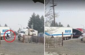 Trem destrói caminhão em passagem de nível, e dois ocupantes escapam por pouco