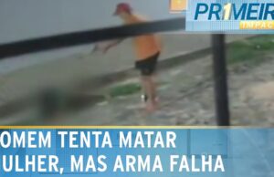 Arma falha no momento em que homem tenta matar mulher; veja momento