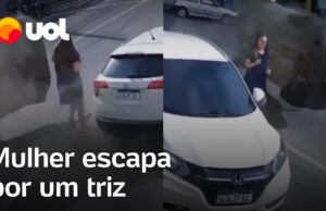 Mulher escapa de acidente de trânsito e carro capota ao seu lado em Santa Catarina