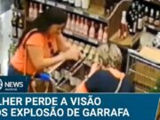 Mulher perde parte da visão após explosão de garrafa de vinho em mercado; veja