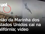 Avião militar dos EUA cai no mar; tripulantes são resgatados; veja o momento da queda