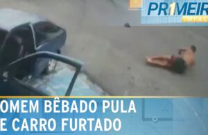 Flagra: Homem bêbado pula de carro em movimento antes de acidente