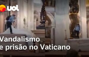 Homem é preso ao subir em altar e chutar candelabro de R$ 180 mil no Vaticano