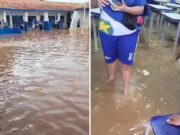 Vídeo- Temporal alaga escola e alunos ficam ilhados