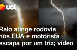 Motorista vê raio cair na sua frente e escapa por pouco de ser atingido nos EUA; veja