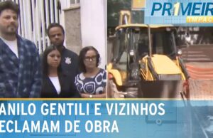 Danilo Gentili fica trancado fora de casa e reclama de obra em rua; veja