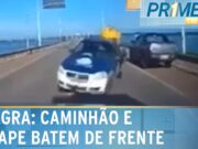 Picape na contramão causa grave acidente em ponte no Tocantins; veja