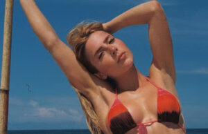 Jade Picon ostenta shape trincado na praia de biquíni vermelho e preto: ‘Perfeita’