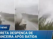 Carreta despenca de ribanceira de 200 metros após colisão na BR-262