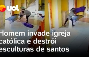 Homem invade igreja católica e destrói esculturas de santos em São Paulo
