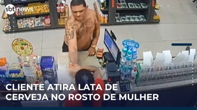 Homem apanha de clientes em Manaus após jogar lata de cerveja em atendente de loja