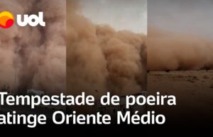Tempestade de poeira forma coluna gigante e cobre o céu do Oriente Médio; veja vídeos