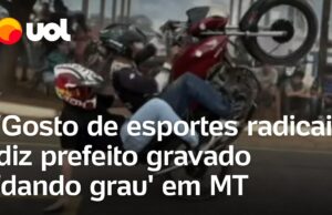Prefeito de Mirassol d’Oeste ‘dá grau’ de moto: ‘Gosto de esportes radicais’