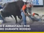 Peão é arrastado por touro em rodeio de Hortolândia (SP) e sobrevive