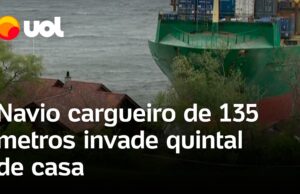 Navio de 135 metros encalha no quintal e quase atinge casa na Noruega; veja