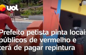 Prefeito petista do Piauí pinta prédios e praças de vermelho terá de pagar repintura