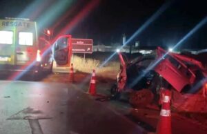 Grave acidente envolvendo 4 veículos na BR-163 deixa motorista de carro ferido