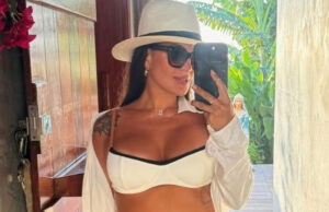 Grávida, Carol Peixinho exibe barrigão de 5 meses na praia: ‘TbtDeUmParaíso’