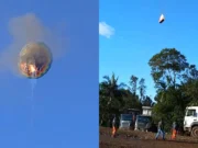 Balão pega fogo e cai em Praia Grande (SC); oito morreram