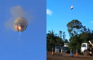 Balão pega fogo e cai em Praia Grande (SC); oito morreram