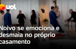 Noivo se emociona e desmaia no próprio casamento após mulher chegar no altar; veja