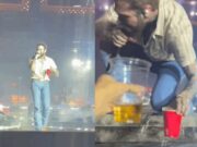 Post Malone brinda com pessoa da plateia e acaba caindo do palco durante show nos EUA