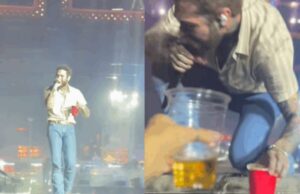 Post Malone brinda com pessoa da plateia e acaba caindo do palco durante show nos EUA