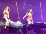 Katy Perry quase cai durante “voo” sobre o público durante show; veja