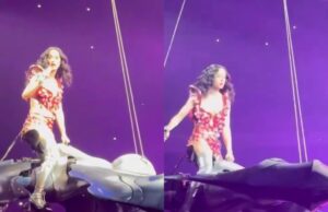 Katy Perry quase cai durante “voo” sobre o público durante show; veja