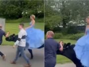 Em vídeo maravilhoso, Adolescente chega à formatura montada na vaca da família e rouba a cena, na Inglaterra