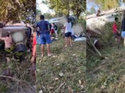 Micro-ônibus tomba em ribanceira e deixa 2 mortos e 34 feridos