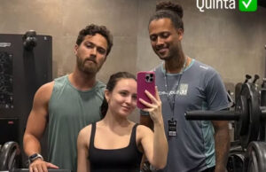 Larissa Manoela e André Luiz Frambach exibem sintonia durante treino na academia