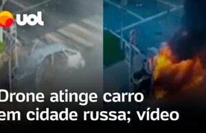 Veja Vídeo Drone atinge carro no meio de avenida na Rússia; vídeo flagra veículo sendo atacado