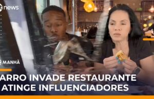 Veja Vídeo – Carro desgovernado invade restaurante e atinge casal de influenciadores;