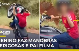 Veja Vídeo – Menino de 10 anos faz manobras perigosas de moto e pai filma; veja